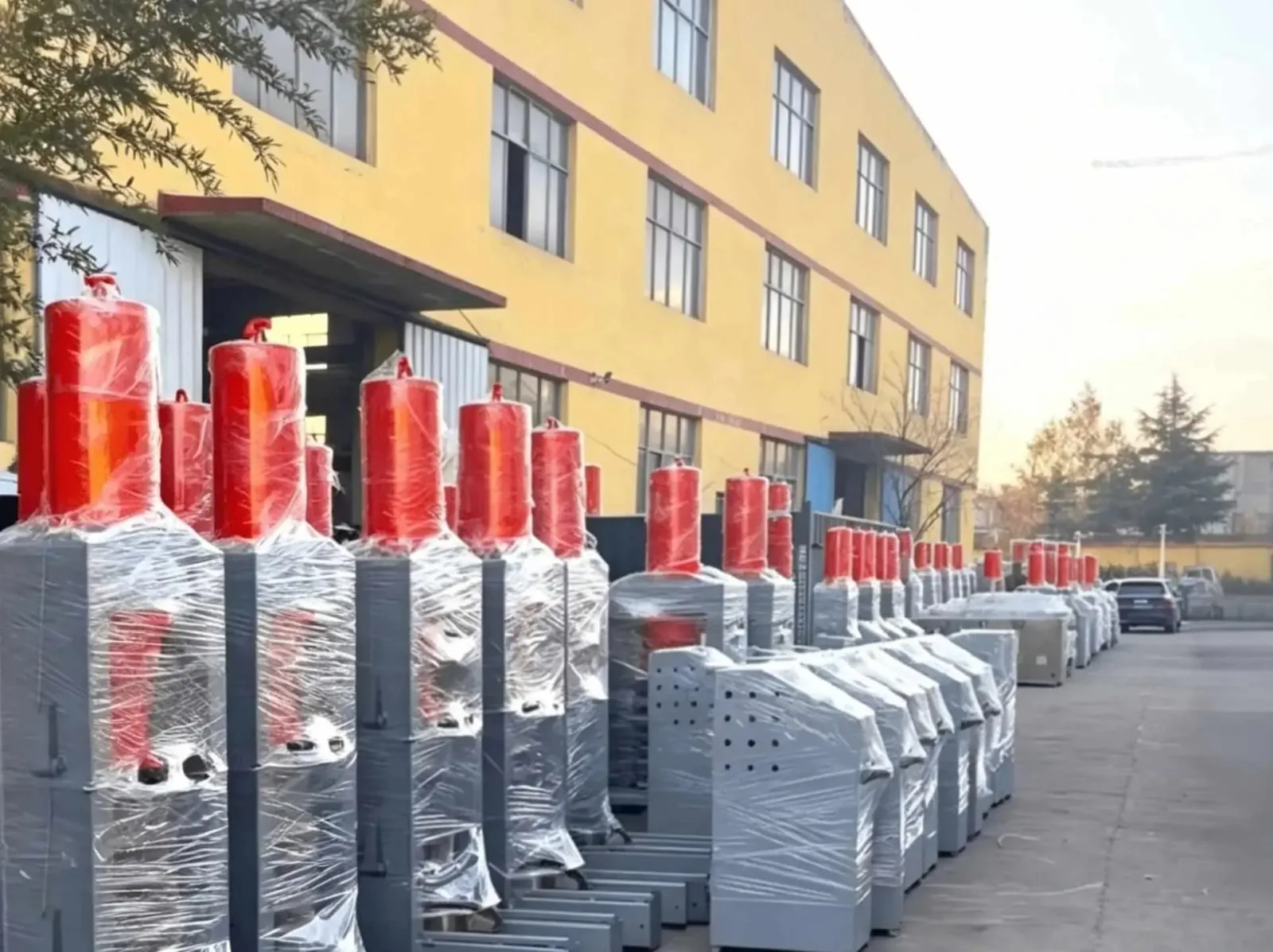 Packed machines prepared for export loading